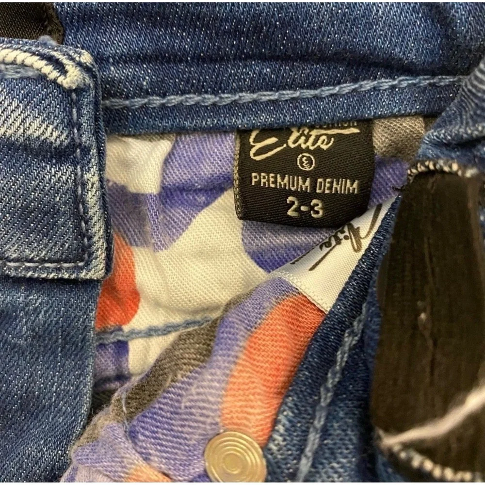 Elite Premium Denim Kids Moto Jeans 2T 3T Paint Splatter Distressed Stretch